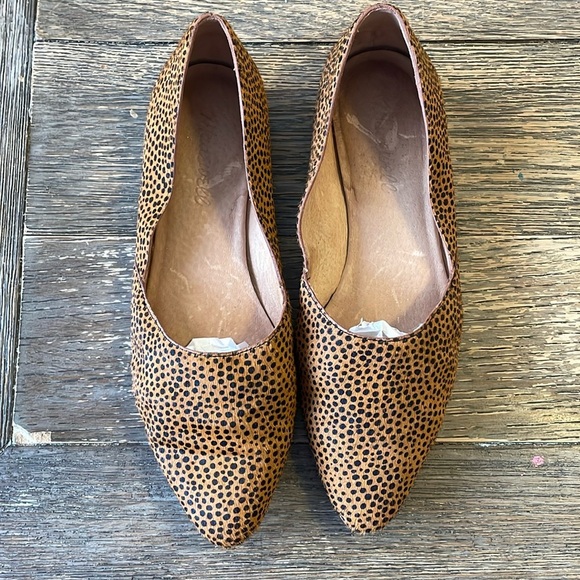 Madewell Animal Print Flats Pointed Toe D'Orsay‎ Slip On Shoes - Picture 2 of 6
